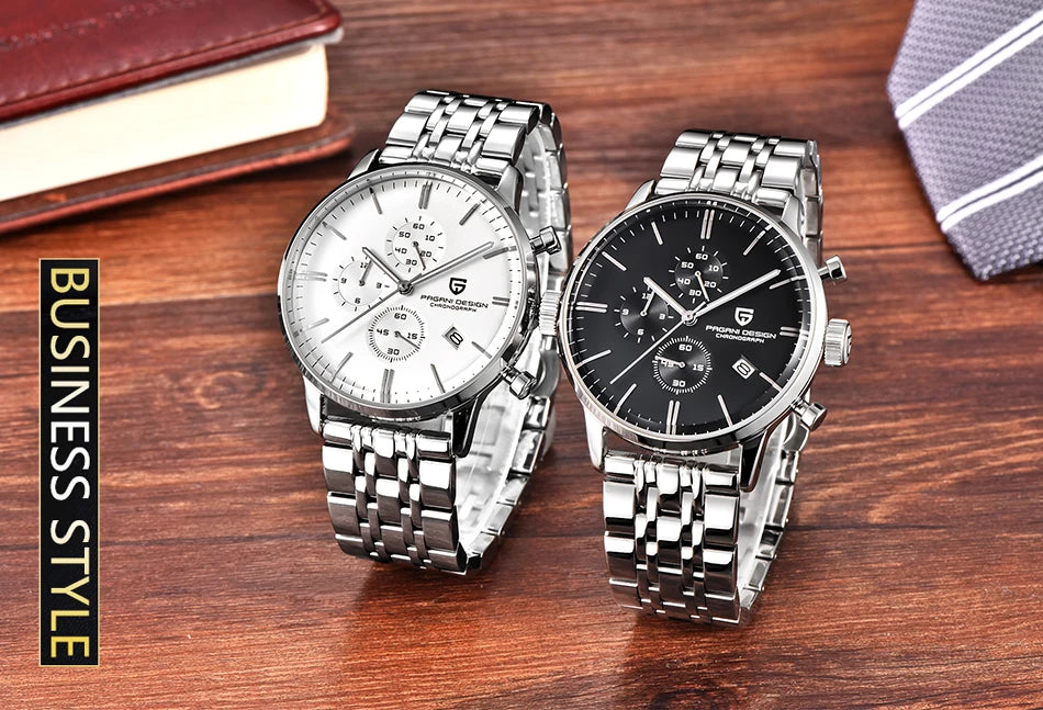 PAGANI DESIGN Original Brand Men Sports Military Quartz Watch Fashion Business Chronograph Leather Wristwatch Relogio Masculino