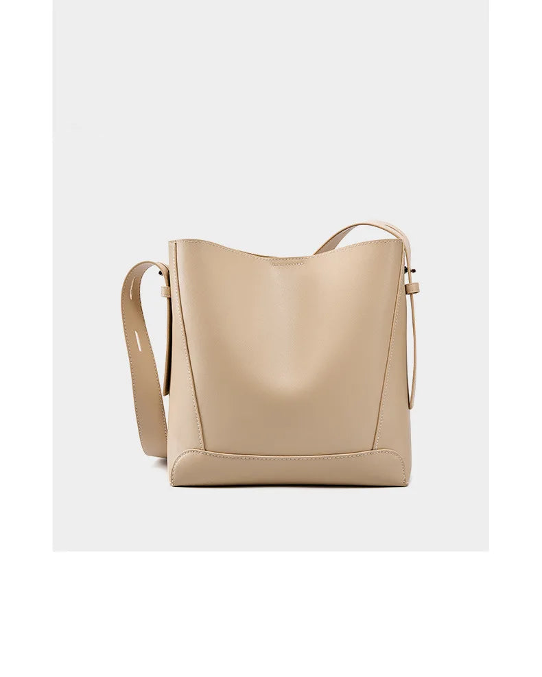 Burminsa koeienhuid echte leren emmer schoudertassen voor vrouwen 2025 luxe designer grote capaciteit crossbody dames handtassen